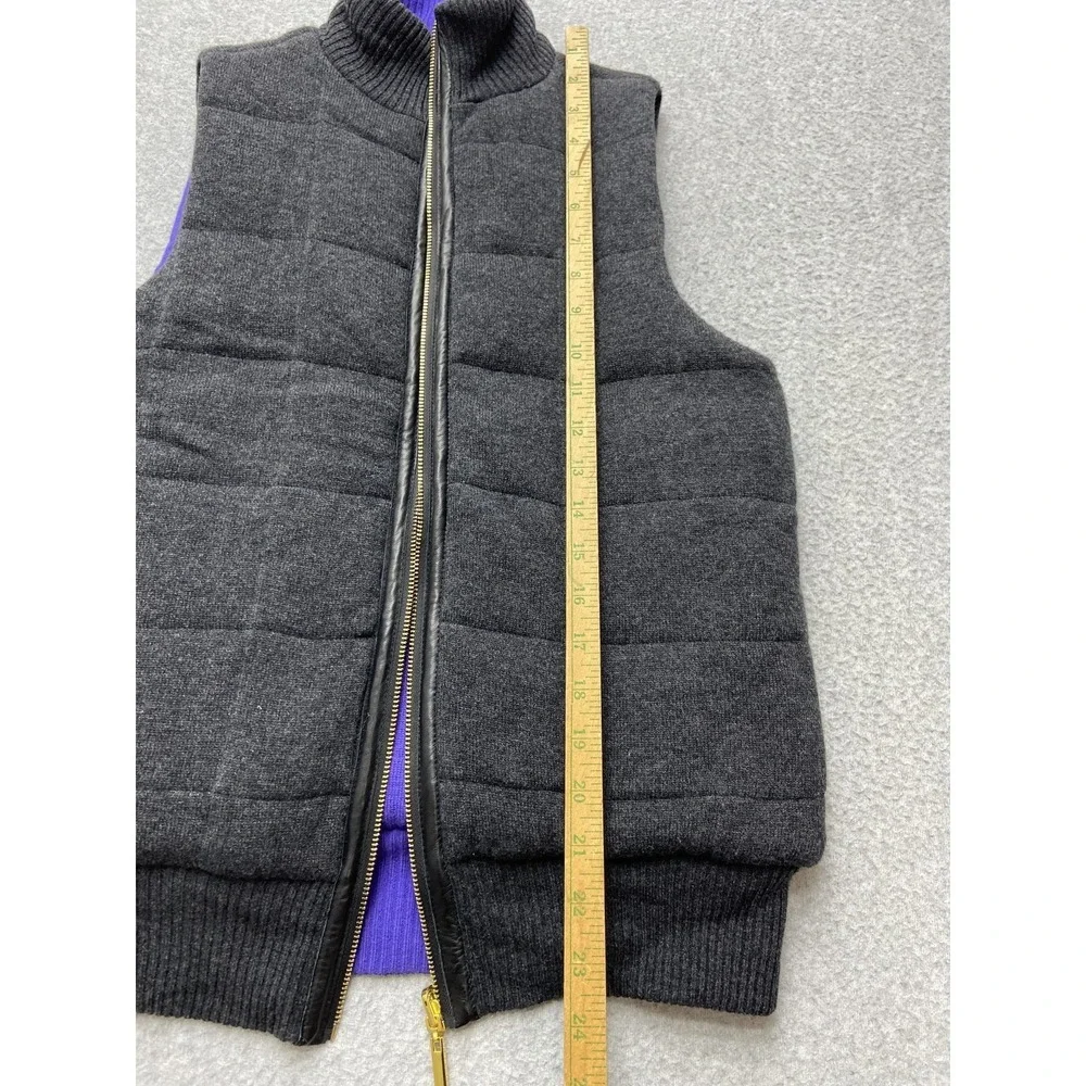 Tory Burch Vest Womens XS Gray Wool Cashmere Quilted Puffer Zip